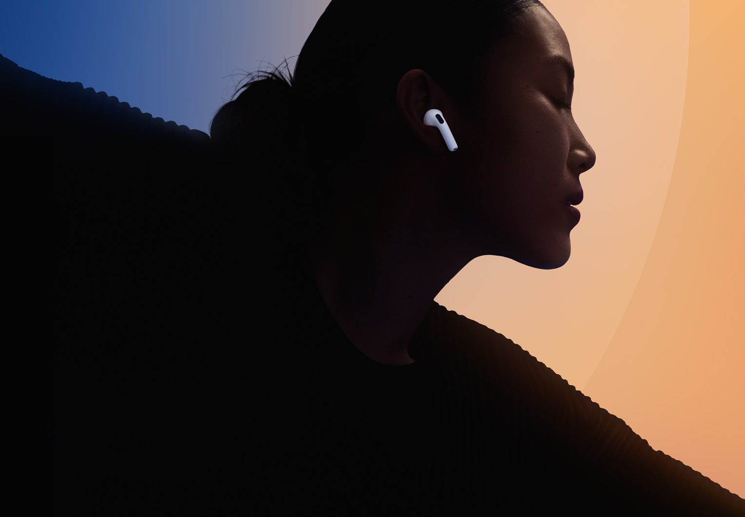 AirPods 5, person wearing one in ear, white color